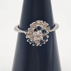 Aurora Jewelry 18K HGE Blue & Clear CZ Ring (6.25)